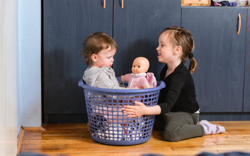 How to use your laundry basket for strengthening, body awareness and fun