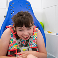 Splashy Big grows with your child The harness and bumper supports are easily attached using toggles, meaning you can adjust Splashy Big's supports as your child grows into their teens. The new stabiliser features provides additional stability when used outside the bath.