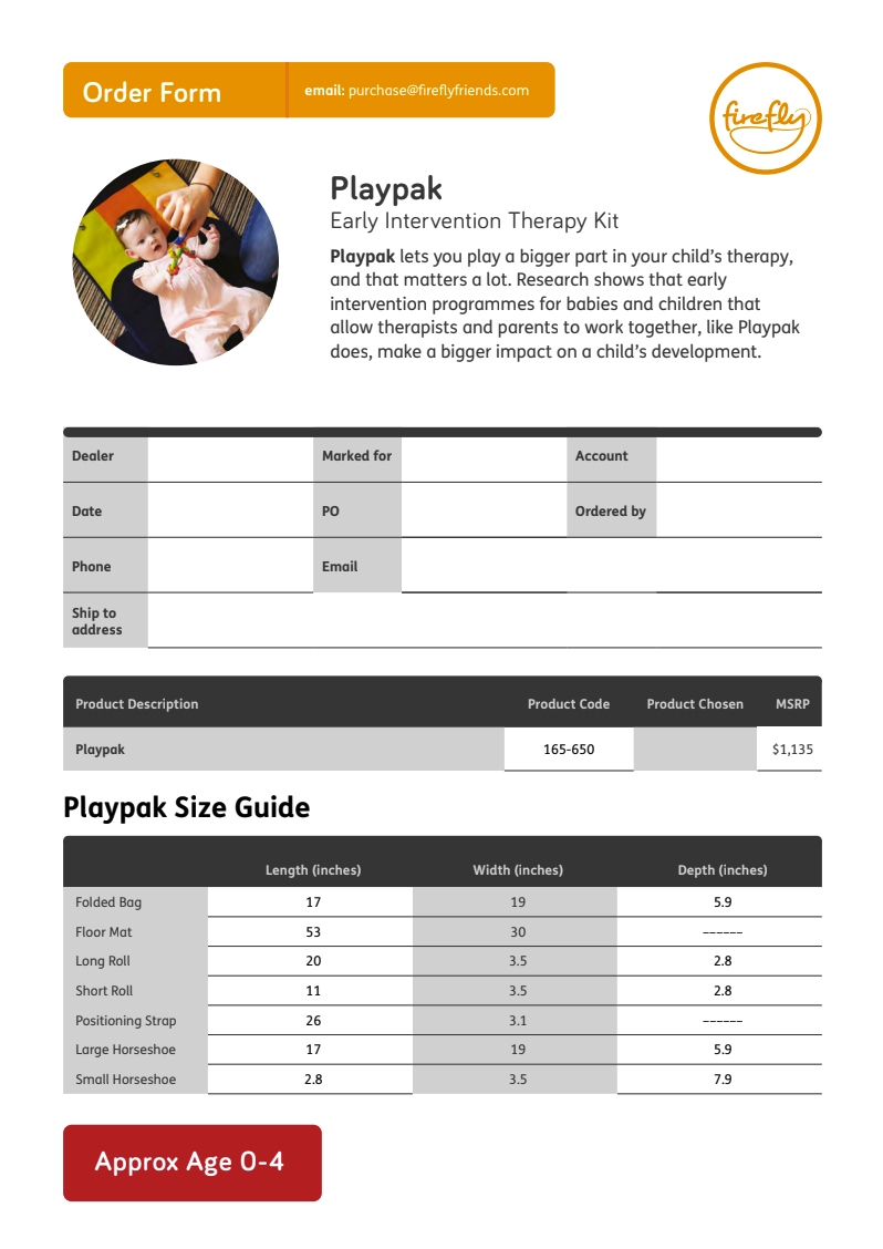 Formulario de pedido de Playpak