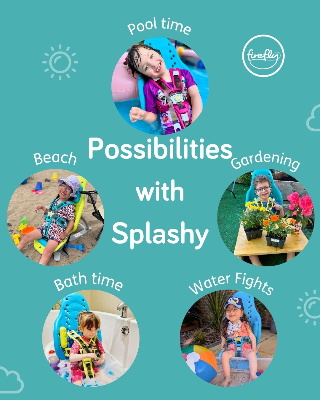 A graphic showing various uses of a multipurpose bath seat
