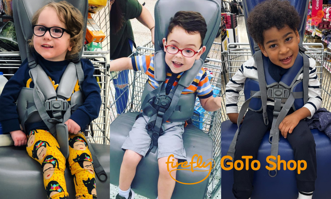 Children with special needs in Firefly GoTo Shop adapted shopping trolley