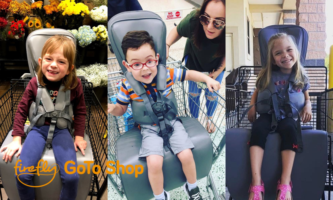 Children with special needs in Firefly GoTo Shop adapted shopping trolley